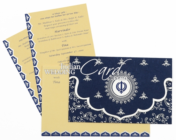 D-5005, Blue Color, Handmade Paper, Small Size Cards, Sikh Cards.